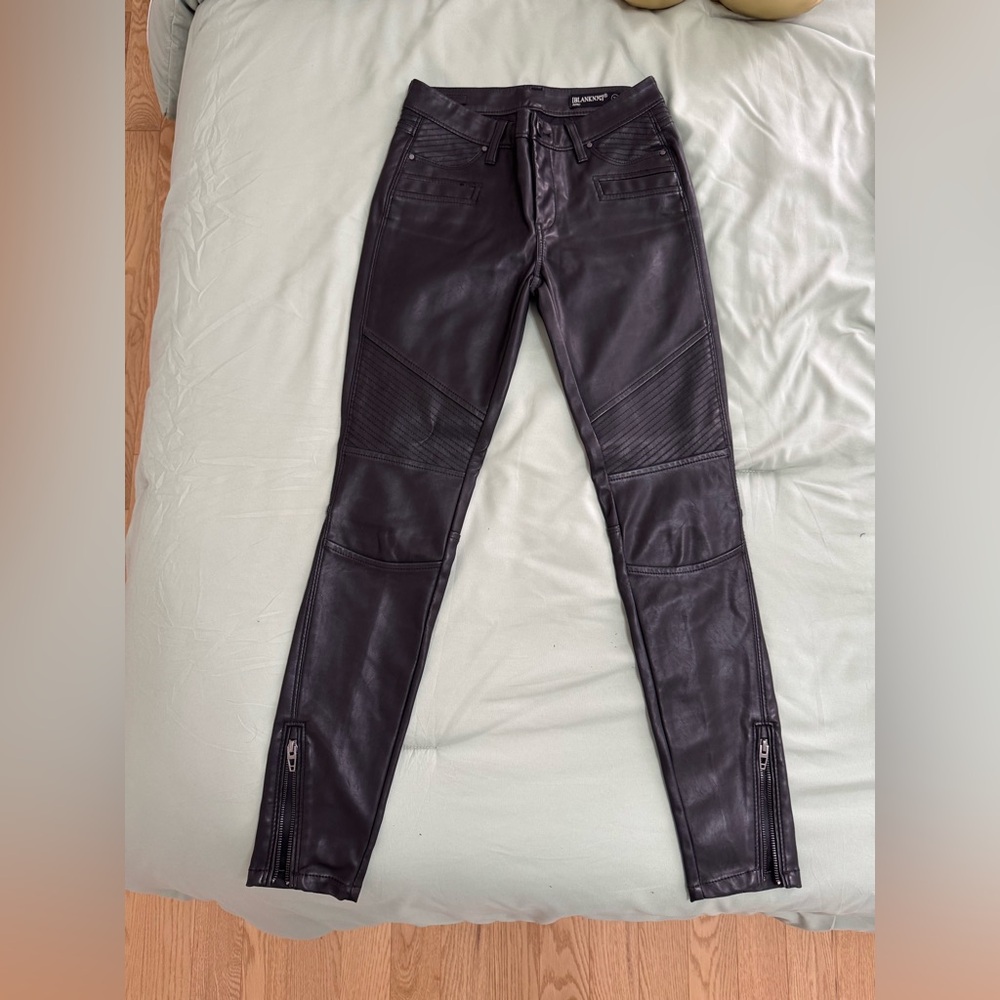 Women's Black Vegan Leather Pants - Size 25